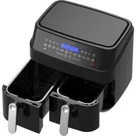 Epiq XXL Doppel Heißluftfritteuse 9 Liter (2x 4,5Liter) zwei separat gesteuerten Frittier-Körben / Cool-Touch-Griffen... - Schwarz