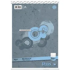 Ursus Style Notizblock DIN A4 Kariert Geheftet Papier Grau Perforiert 100 Seiten