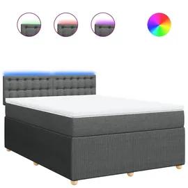 vidaXL Boxspringbett mit Matratze Dunkelgrau 140x200 cm Stoff