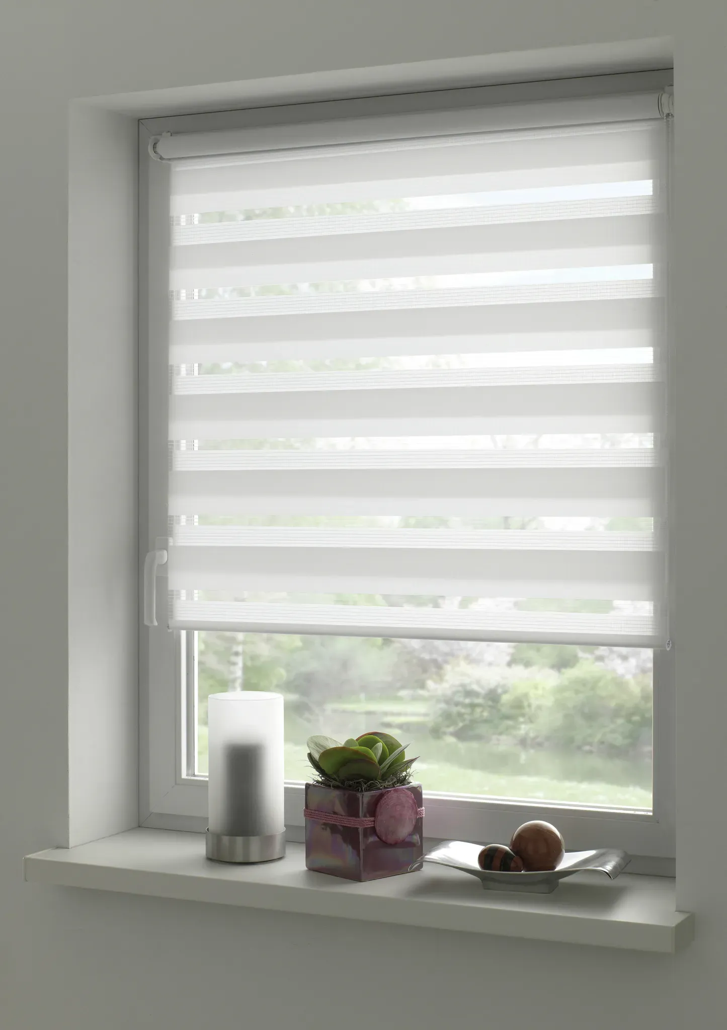 Doppelrollo GARDINIA EXKLUSIV "EASYFIX", weiß, B:80cm H:150cm, Polyester, Rollos, Rollo vormontiert auf Montageschiene