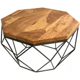 Riess-Ambiente Couchtisch Mangoholz Metall 70 x 70 x 38 cm (LxBxH) in Natur Messing Sofa Tisch