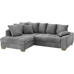 Ecksofa MR. COUCH "Nikita II, L-Form", grau, B:243cm H:88cm T:190cm, Dolce (100% Polyester), Sofas, Wahlweise mit Kaltschaum, EasyBett, Bettkasten
