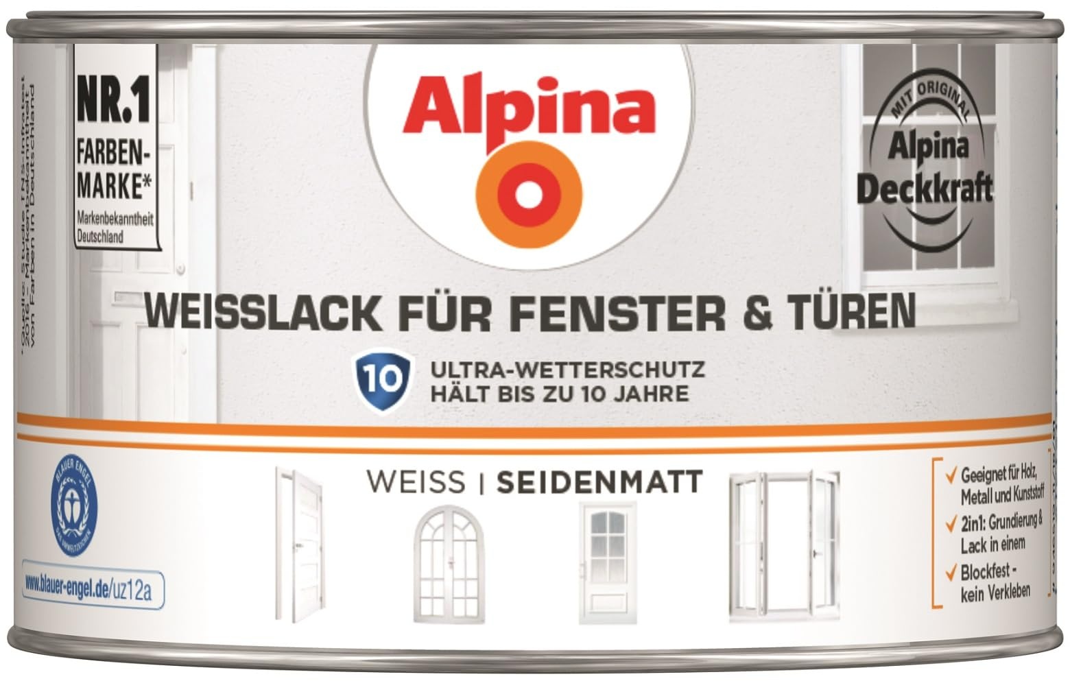 Alpina Weißlack für Fenster & Türen 300ml seidenmatt