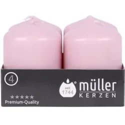 Müller Kerzen Stumpenkerze, rosa 24006248cw , 1 Packung = 4 Stück, (Ø x H): 48 x 62 mm