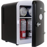 Koolatron 4L 6-Dosen Retro Tragbarer Mini-Kühlschrank Kühler 12V (Schwarz)