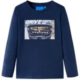vidaXL Kinder-Langarmshirt mit Helm Pullover Sweatshirt T-Shirt Marineblau Melange 104 - 104 (3-4y)