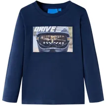 vidaXL Kinder-Langarmshirt mit Helm Pullover Sweatshirt T-Shirt Marineblau Melange 104 - 104 (3-4y)