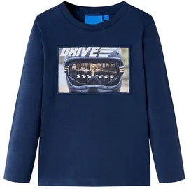 vidaXL Kinder-Langarmshirt mit Helm Pullover Sweatshirt T-Shirt Marineblau Melange 104 - 104 (3-4y)