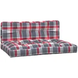 vidaXL Palettenkissen 120 x 80 x 10 cm rot kariert 2-tlg.
