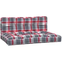 vidaXL Palettenkissen 120 x 80 x 10 cm rot kariert 2-tlg.