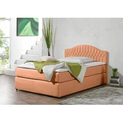 Boxspringbett MAINTAL, orange (terra), Liegefläche B/L: 100cm x 200cm, H2, Bonnell-Federkernmatratze, Seitliche Einfassung Unterbox und Obermatratze: Mikrovelours (100% Polyester), Spiegelfläche der Unterbox und Obermatratze: 100% Polyester, Komplettbetten, in diversen Ausführungen