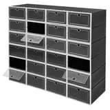 Schuhaufbewahrung - 24er Pack stapelbare Schuhboxen - Faltbare PVC Aufbewahrungsboxen - Mit Lüftungslöchern - Transparent - Transparent