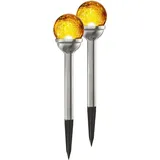 PARFORCE TRADITIONAL HUNTING Solarleuchte Edelstahl 26,5 cm 2er Set bernsteinfarben