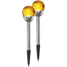 PARFORCE TRADITIONAL HUNTING Solarleuchte Edelstahl 26,5 cm 2er Set bernsteinfarben