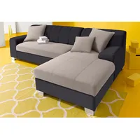 Ecksofa INOSIGN "Turah incl. Zierkissen, moderne Steppung, auch in Leder" Sofas Gr. B/H/T: 239cm x 75cm x 82cm, Kunstleder SOFTLUX-Struktur, Recamiere rechts, mit Bettfunktion, braun (dunkelbraun/beige) wahlweise mit Bettfunktion, Schlafsofa, BTH: 23915275 cm, L-Form