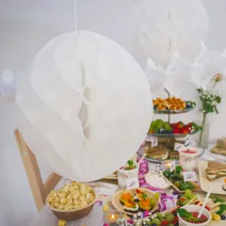 ECOFIESTA 12 Stück Papier-Pompons 25cm - Umweltfreundliche, wiederverwendbare Deko in weiß für Hochzeiten, Geburtstage und Partys