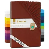 Lavea Spannbettlaken Maya, in Gr. 60x140, 90x200, 120x200, 140x200, 180x200 oder 200x220 cm, Baumwolle, Gummizug: rundum, (1 Stück), Jersey Spannbetttuch für Topper, Boxspring- und Wasserbetten braun 180/200 cm x 200 cm