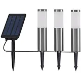 LINDBY Lexiane LED-Solarlampen, 3er-Set, Edelstahl