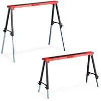 Relaxdays Arbeitsbock, 12-fach höhenverstellbar, belastbar bis 150 kg, faltbar, Tragegriffe, Klappbock, rot