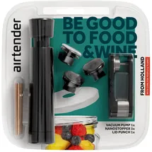 airtender Vakuum-Set Behälter und Flaschen – Vakuumpumpe – 3 Weinverschlüsse/Nanoverschlüsse
