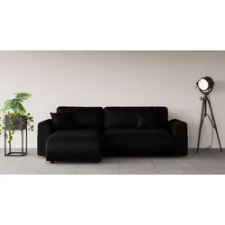 Ecksofa ANDAS "VasbySuyal", schwarz, B:235cm H:80cm T:138cm, 100% Polyester, Sofas, L-Form