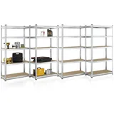 Juskys Lagerregal Metall 180 x 90 x 40 cm Silber