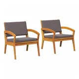 vidaXL Gartenstuhl mit Kissen 59,5 x 70,5 x 72,5 cm braun 2 St.