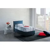 Talamo Italia - Einzelbett Cira, Bettkasten mit Stoffbezug, 100 % Made in Italy, Öffnung vorne, geeignet für Matratzen 90 x 200 cm, Blau