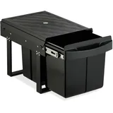 Relaxdays Einbaumülleimer, 3 Fächer, 15l & 2X 8l, HBT: 34,6 x 34 x 51,8 cm, ausziehbar, Müllsystem Unterschrank, schwarz