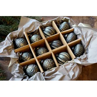 Chic Antique * Christbaumkugeln Weihnachten 12Stk olive