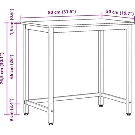 vidaXL Tisch Sonoma-Eiche 80 x 50 x 76,5 cm Ingenieure Holz und Stahl