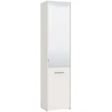 Schuhschrank INOSIGN "Menorca Schuhkommode, Lagerschrank, Schuhregal, Breite 47 cm", weiß (weiß hochglanz folie), B:46,5cm H:199cm T:37,5cm, Spanplatte, Glas, Kunststoff, Metall, Schränke, mit zwei Türen, in modernen und eleganten Farben, mit einem Spiegel