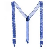 TrendandStylez Bunte Pailletten Y- Hosenträger 9 Farben Glitzer Bundhalter (Blau)
