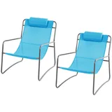 Svita Sveio 2er Set Outdoor Relaxsessel Gartenstuhl mit Kissen Liegestuhl Blau