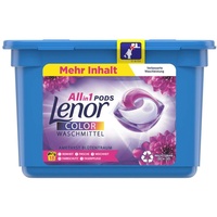 Lenor Waschmittel Pods All-in-1, Color Waschmittel, Farbschutz, Amethyst Blütentraum, 18 Waschladungen