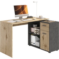 FMD Eckschreibtisch »AUGSBURG«, Schreibtisch / Sideboard mit Stauraum, drehbar, Breite 117/148 cm, schwarz