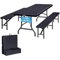 CASARIA Bierzeltgarnitur 3-tlg Kunststoff Anthrazit 183cm