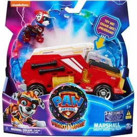 Paw Patrol Mighty Kinofilm Fahrzeug von Marshall mit Welpenfigur Rot/Gelb