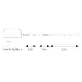 Paulmann SimpLED Stripe Set 1,5 m Warmweiß 5W 230/12V DC Weiß Metall Kunststoff
