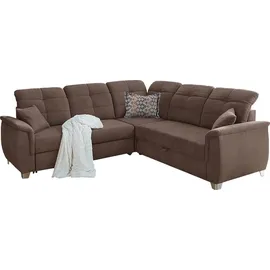 JOB Ecksofa Udine Mikrofaser Braun Dunkelbraun