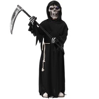 NA# Jungen Kostüm Sensenmann Teufel Halloween Kostüme für Kinder mit LED-Horrormaske und Sichel Schwarz 3-4 Jahre