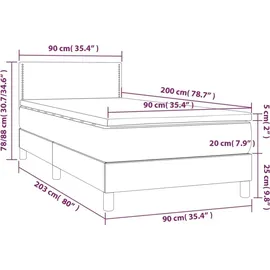vidaXL Boxspringbett 90 x 200 cm Hellgrau