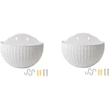 Jooehyer Weißer Großer Hängender Plastiktopf für Den Balkon, Sukkulenten-Blumentopf, Rattan-Blumentopf
