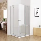 MIQU Eck-Duschkabine mit Falttür 75 x 75 cm silber ESG Glas