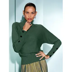 Rollkragenpullover CREATION L "Modal-Polyamid-Pullover", Damen, Gr. 40, grün (moos), 50% Polyamid, 25% Modal, 25% Viskose, unifarben, Langarm, Pullover