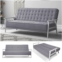 VitaliSpa Schlafsofa Dion mit Klappfunktion, Grau, moderne 3-Sitzer Gästecouch
