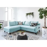 MIUFORM Charming Charlie - Ecksofa mit Bettfunktion und Bettkasten L-FORM LINKS - 234x200cm - Aqua - Sofa Schlafsofa Couch - Blau