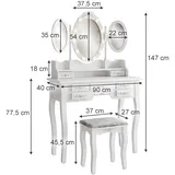 Vicco Schminktisch Diana Weiß 90 cm mit Beleuchtung und Hocker