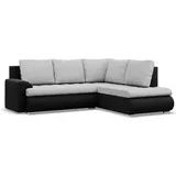 mebligo Rechts Ecksofa mit Schlaffunktion Ottomane, Grau + Schwarz