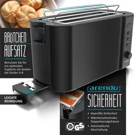 Arendo Frühstücks-Set Wasserkocher 1,7 l Schwarz